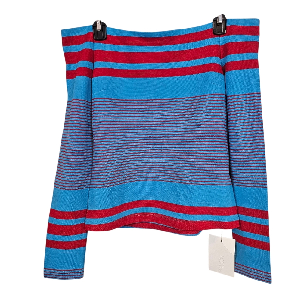 Rosetta Getty Striped Sailor Off Shoulder Jersey Knit Strech Top - Picture 2 of 9